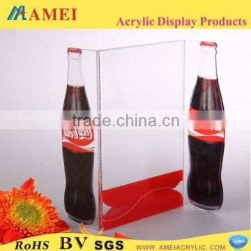 2014 HOT SELL dining-table t-shape acrylic bill menu base display shelf stander with logo printed