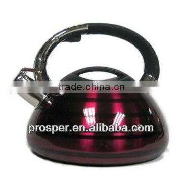 3L whistling kettle red colour stainless steel water kettle