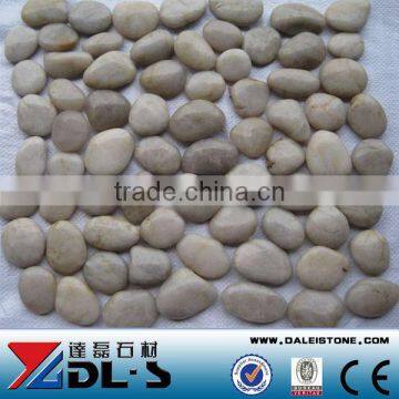 White Pebble Tile High Polished Flat Stone Pebble Tile Sheets