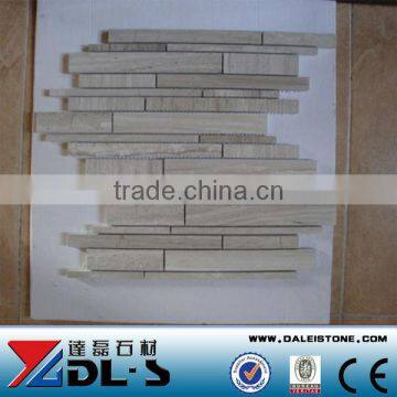 Irregular Brick Type Wooden Vein white Marble Mosaic tile 12x12 polished price