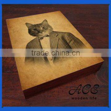 Personalized Solid Wooden Block Digital UV printing on wood Custom Laser Wooden Poster MDF Blank