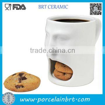 White Face Shape Ceramic Cookie Mug