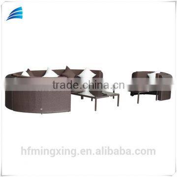 6-piece Outdoor Patio Resin Wicker Half-moon Shape Sectional Sofa Furniture Set photo-2