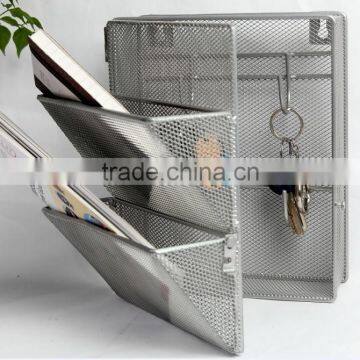 Modern Metal Mesh Office And Home Organization Wall Mounted Sundry Storage Rack Magazine Holder