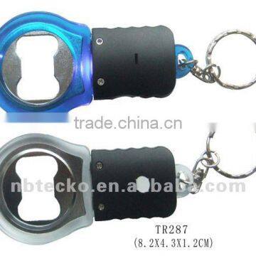 LED flashlight with bottle opener and keychain