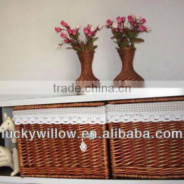 100% Willow and Wood Material Hand Made Cheap White Wicker Furniture With Wicker Basket Drawer photo-3