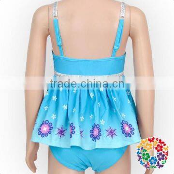 Fairy Blue Cartoon Print Little Baby Girls Dress Swimsuit photo-5