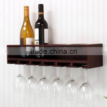 MDF WOOD 4 bottle Wine Bottle and Glass Holder wall mounted floating Shelf wall wine rack