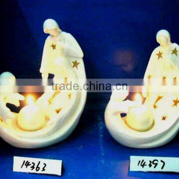 ceramic mother and son design candle holder warm family