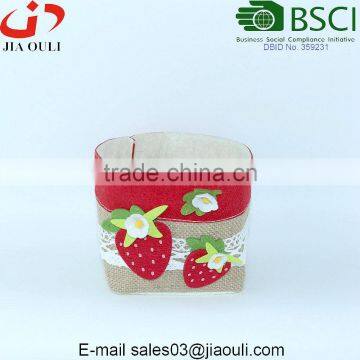 With non woven fabric strawberry jute/felt flower pot cover