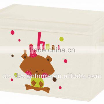 NON-WOVEN FOLDING KIDS BEAR STORAGE W/LID