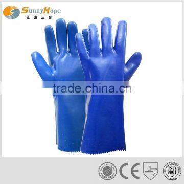 chemical blue pvc coated gloves for working