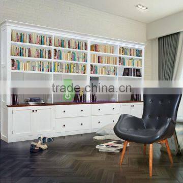 Library Cabinet White Color Mahogany Solid Wood Model Canbera