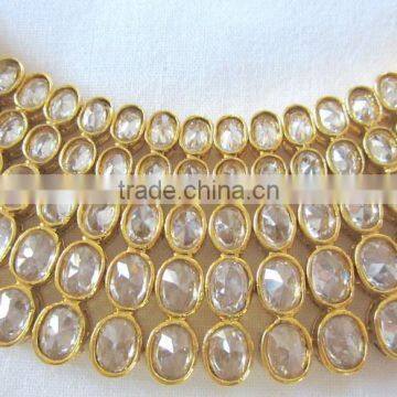 Gold Plated Crystal White Reverse AD Designer Necklace Earring Set1 photo-2