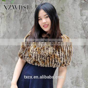 CX-B-44B Hot Sale Handmade Beautiful Scarf Blue Fur Shawl photo-5