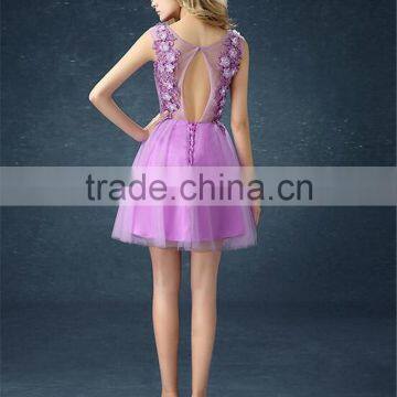 MGOO Embroidery Beaded Bridesmaid Dress Crystals Pearl Flower Formal Dress Mini Dress For Princess Party photo-2