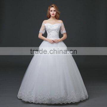 MGOO Elegant Custom Made White Crystal Wedding Dress Ball Gown Beach Bridal Dress Frock Style Tulle Designs Saree photo-2