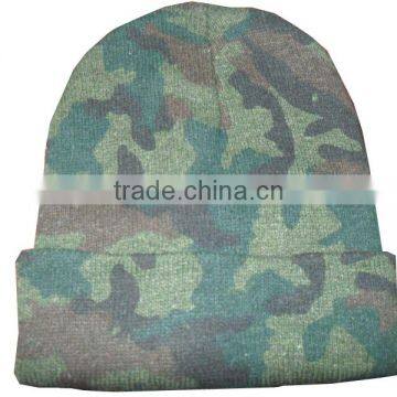 camo pattern winter knitted beanie hat