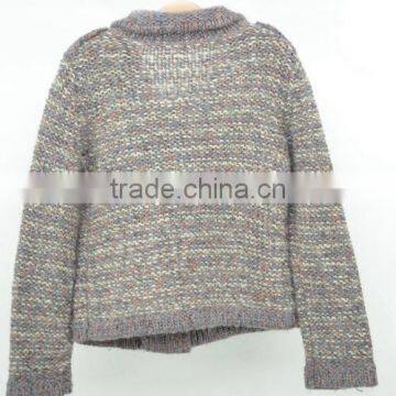 Hand Knitted Kids Cardigan Wool Sweater Knitting Design For Girl