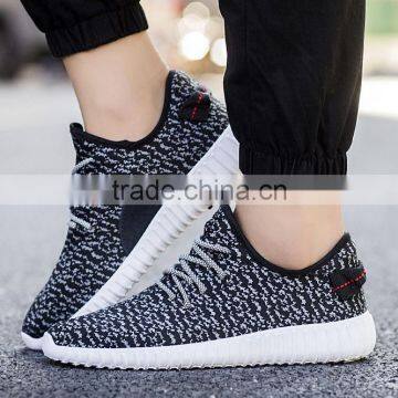 Hot Sale Man Running Breathable Shoe With No Brand Flyknit Fabric Casual Shoes photo-3