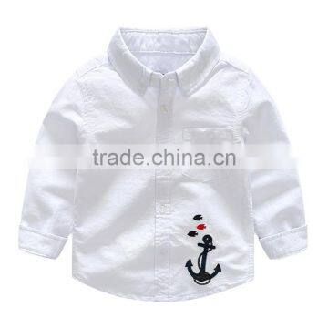 S33473W Hot Sale Children Boys Shirts Cotton 100% Solid Kids Embroidery Shirts photo-2