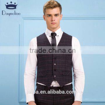 Daynoliao 2016 Latest Design Men's Suit Plaid 3 Pieces Business Suit for Men photo-3