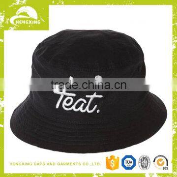 100 cotton cheap black men wholesale custom embroidered bucket hats