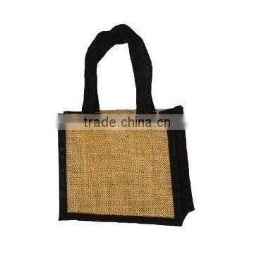 Eco-Friendly Small Two-Toned Jute Gift Bag - Features Jute Self Jute Handles and Comes With Your Logo. photo-4