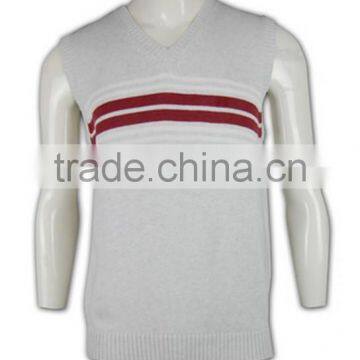ISO9001/BSCI Manufature High Quality Light Grey Stylish Striped Knitted Vest photo-2