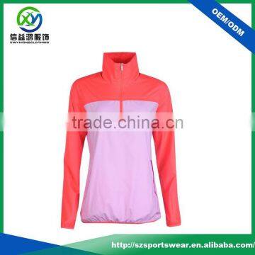 Contrast color half zip two front pockets custom sport jacket