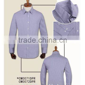wholesale high quality 100% cotton checked long sleeve spread collar made to measure custom mens dress shirt