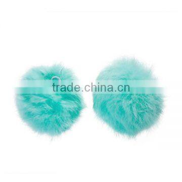 Angora Pom Pom Balls DIY Craft Decoration Mint Green With Ring 80mm Dia. photo-3