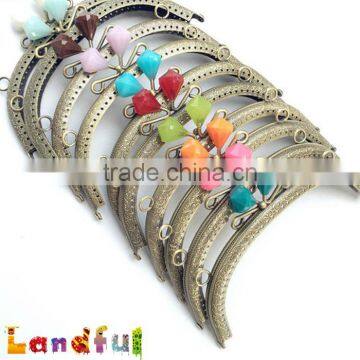 12.5cm 5 Inch Bronze Round Candy Diamond Kiss Lock Metal Handbag Frame photo-5