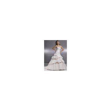 High quality taffeta lace material appliqued beaded ruched bridal wedding gown custom made