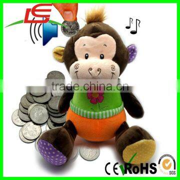 Wholesale Stuffed Monkey Plush Toys Coins Piggy Bank With Sound