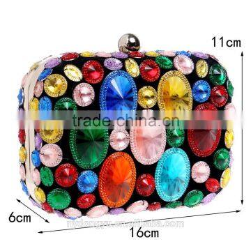 colorful beaded 2017 fancy clutch bag / pink b rhino purse Evening handbag Gorgeous Bridal Wedding Purse Party bag Handbag