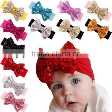 Sequin Bow Headband Cotton Band Baby Hairband