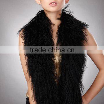 SJ186-01 Sheep Leather Fur Product Animal Fur Scarf for Lady