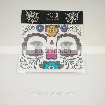 2017 Halloween Decorations Skull Face Sticker Wholesale ECO-friendly Waterproof Temporary Tattoos Sticker for Sale MFJ-0079 photo-2