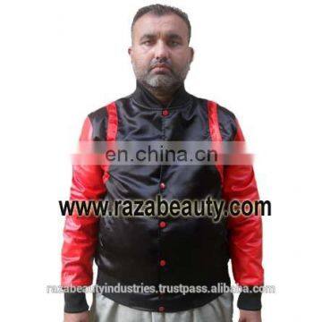 Black & Red Satin Varsity Jackets, Custom Embroidery Satin Baseball Jackets, Satin Bomber Jackets