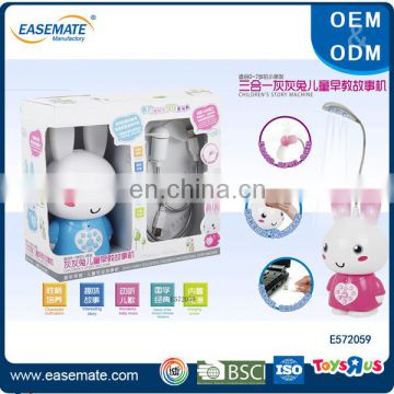 English learning toys 3 IN 1 Gray rabbit story machine with usb fan and lights