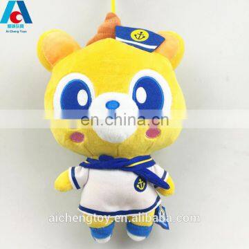 lovely face big eyes yellow navy uniform plush bear toy OEM custom