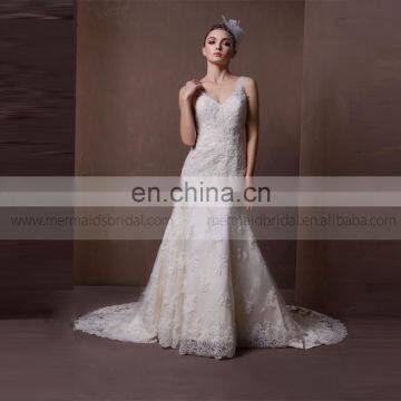 Pretty Mermaid V-neck Sexy Back Brilliant Lace & Beads Wedding Dress