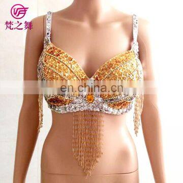 YD-025 Austrial Hot sale multy color sequins beaded tassel belly dance bra