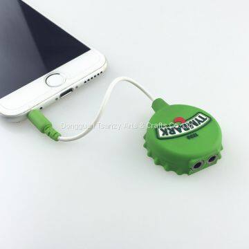 Custom logo bottle cap shape earphone splitter audio splitter headphone splitter