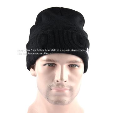 Embroidery Logo Acrylic Knitted Beanie Cap Hat for Man