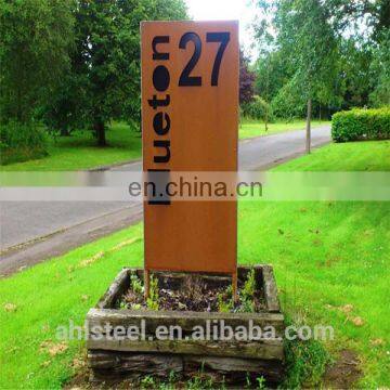 Freestanding waterproof hang and stand corten Signs