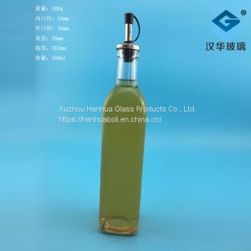 Manufacturer of 500ml Square Olive Oil Glass  Bottle