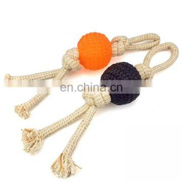 Rope through ball dog toy dog rope and ball toy interactive dog toy