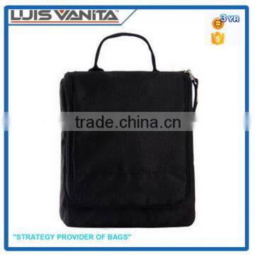 Durable Black 600D Polyester Hanging Toiletry Bag